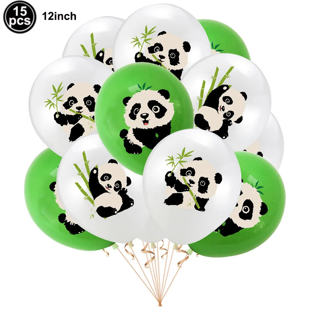 Cartoon Panda Animal Green 32inch Foil Number Balloon Set Children Birthday Party DIY Decoration Baby Shower Kids Animal Balloon