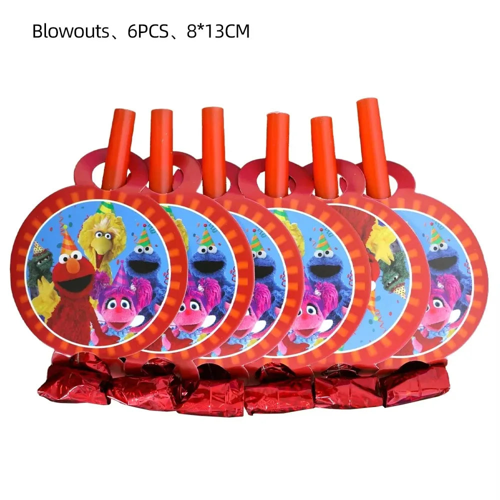 Cute S&Sesames Street Birthday Party Decorations Moster Theme Tableware Cake Topper Balloon Party Favors Kids Baby Shower Decor