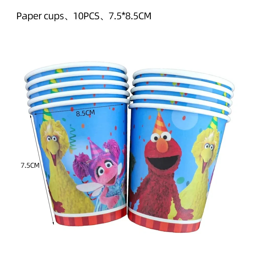 Cute S&Sesames Street Birthday Party Decorations Moster Theme Tableware Cake Topper Balloon Party Favors Kids Baby Shower Decor