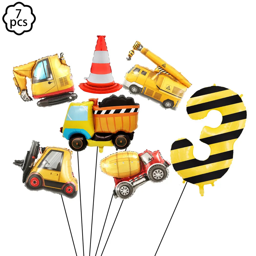 Construction Birthday Banner garland Construction Vehicles Truck Balloon Boys Birthday Party Decor Construction Party Decoration