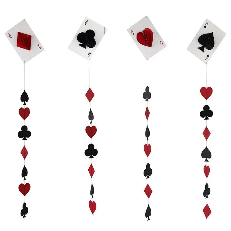 Casino Party Decoration Poker Honeycomb Ball Poker Card Garlands Balloons Casino Las Vegas Themed Adult Birthday Party Supplies