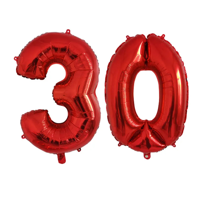 2Pcs 32 Inch Gold Silver Black Blue Pink Helium Foil Number Balloon 28 29 30 31 32 33 Happy Birthday Party Decoration Supplies