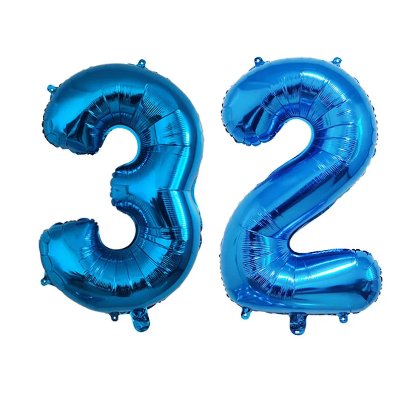 2Pcs 32 Inch Gold Silver Black Blue Pink Helium Foil Number Balloon 28 29 30 31 32 33 Happy Birthday Party Decoration Supplies