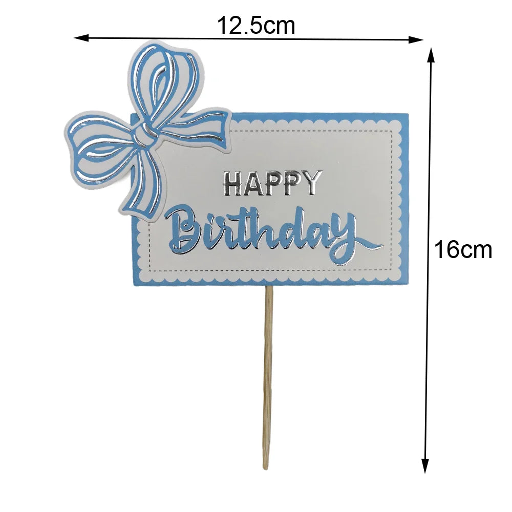 Blue Bow Birthday Party Decor Girl's Bow Birthday Decor Blue Bow Balloons Banner Garland Cake Toppers Bow Themed Party Decor