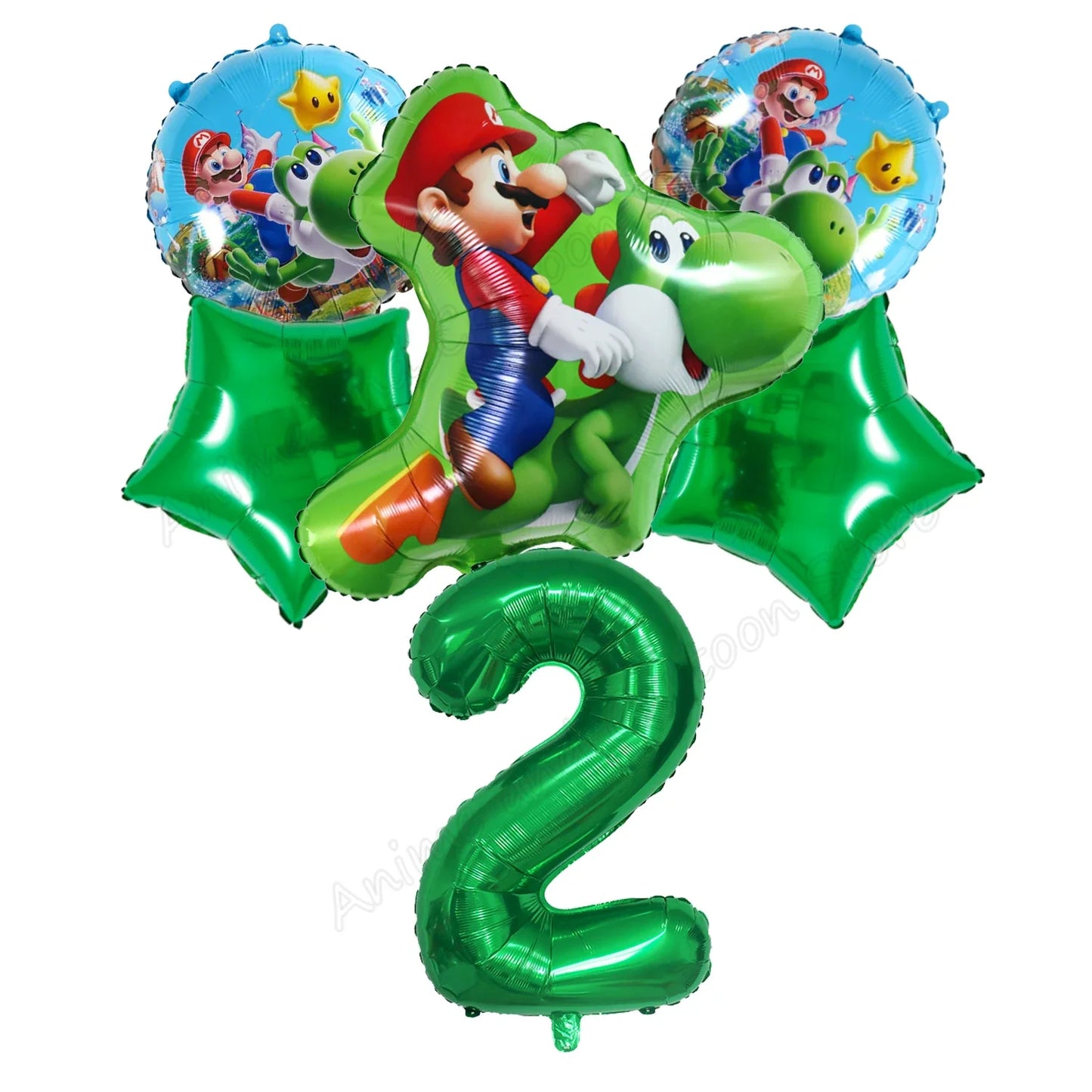 Super Mario Bros Birthday Ballons 6pcs Set Anime Aluminum Foil Balloon Number Balloons Party Decoration Photographic Props Gift