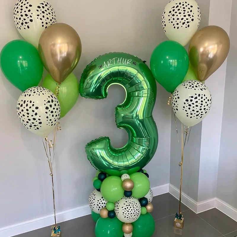 Cyuan 32/40inch green number balloons Foil Balloon Jungle Safari Birthday Balloon Party Baloon 0 1 2 3 4 5 6 7 8 9 globos Balls