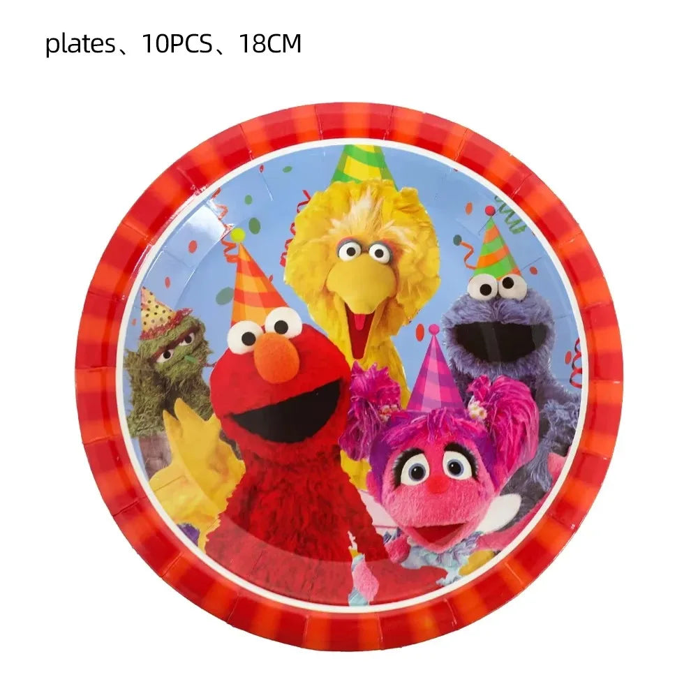 Cute S&Sesames Street Birthday Party Decorations Moster Theme Tableware Cake Topper Balloon Party Favors Kids Baby Shower Decor