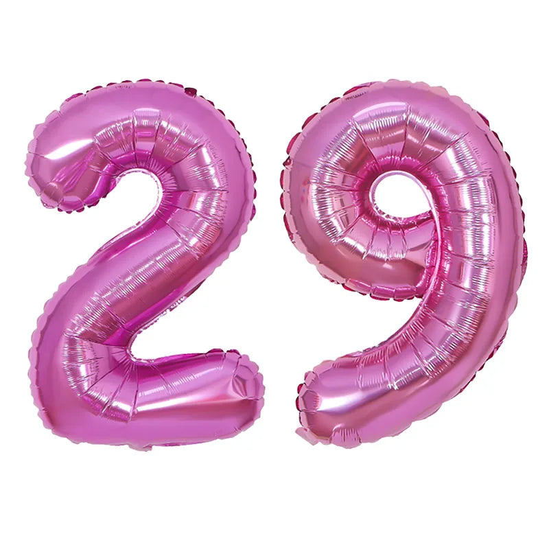 2Pcs 32 Inch Gold Silver Black Blue Pink Helium Foil Number Balloon 28 29 30 31 32 33 Happy Birthday Party Decoration Supplies
