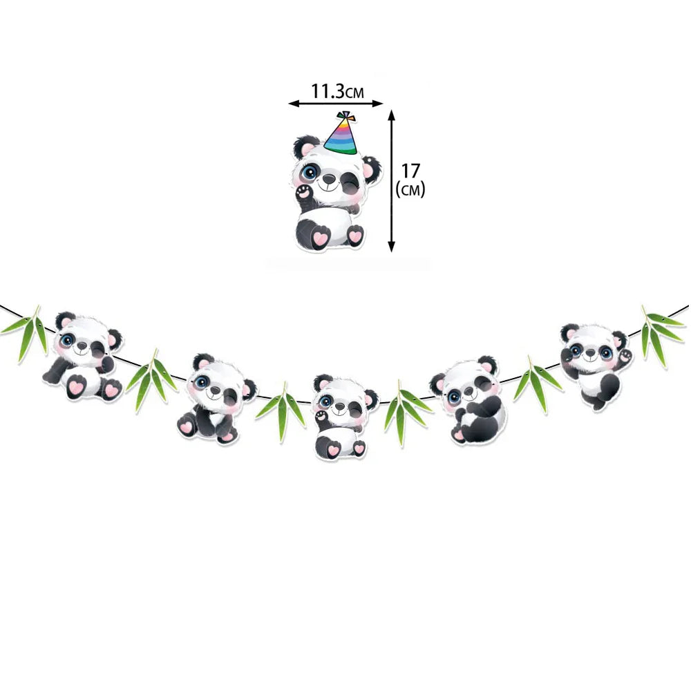 Cartoon Panda Animal Green 32inch Foil Number Balloon Set Children Birthday Party DIY Decoration Baby Shower Kids Animal Balloon