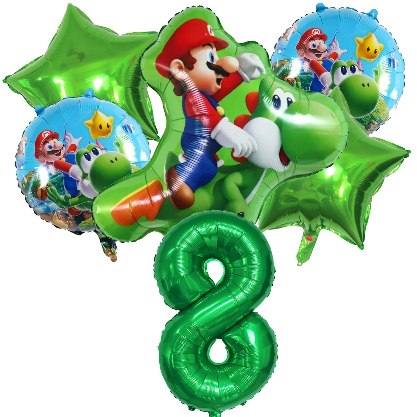 Super Mario Bros Birthday Ballons 6pcs Set Anime Aluminum Foil Balloon Number Balloons Party Decoration Photographic Props Gift