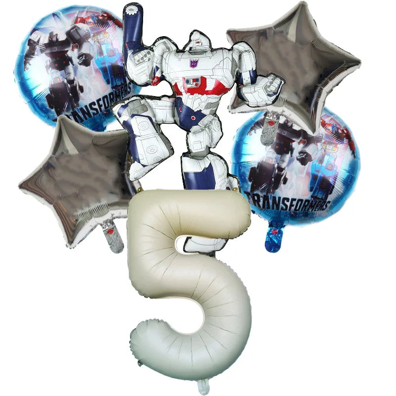 6pcs Transformers Optimus Prime Bumblebee Shaped Theme Aluminum Film Balloon Birthday Set Party Festival Background