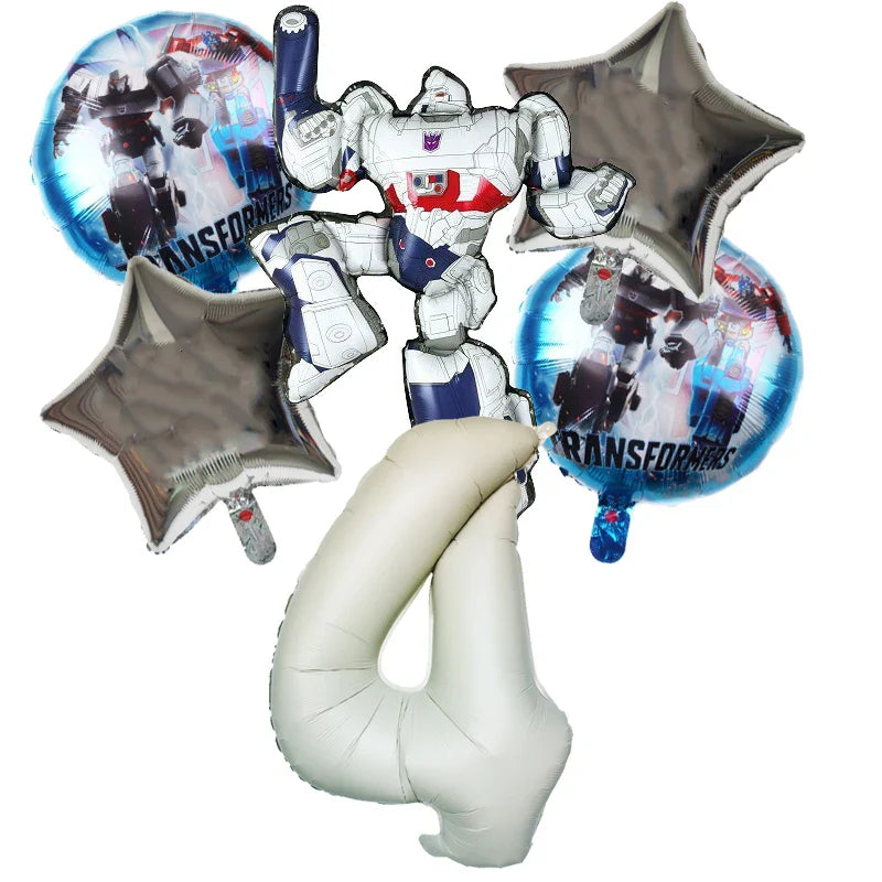 6pcs Transformers Optimus Prime Bumblebee Shaped Theme Aluminum Film Balloon Birthday Set Party Festival Background