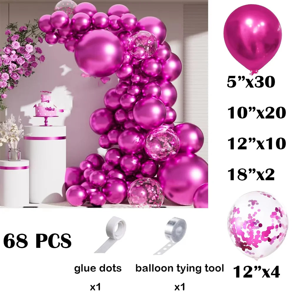 68Pcs Metallic Silver Balloons Garland Arch Kit Chrome Silver Confetti Latex Ballon Graduation Wedding Birthday Party Decoration