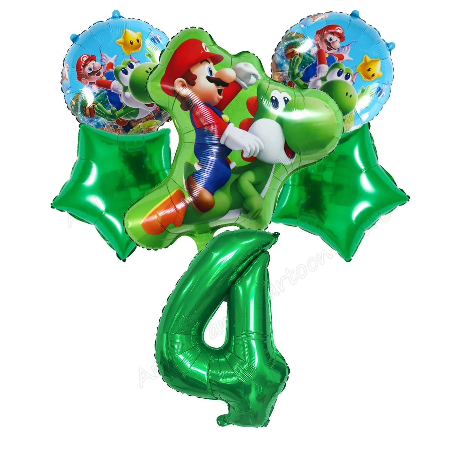 Super Mario Bros Birthday Ballons 6pcs Set Anime Aluminum Foil Balloon Number Balloons Party Decoration Photographic Props Gift