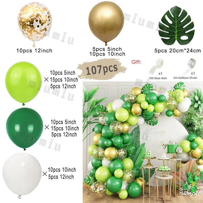 Sage Green Brown Wildlife Themed Balloon Garland Arch Kit Deer Print for Jungle Safari Kid Birthday Baby Shower Party Decoration