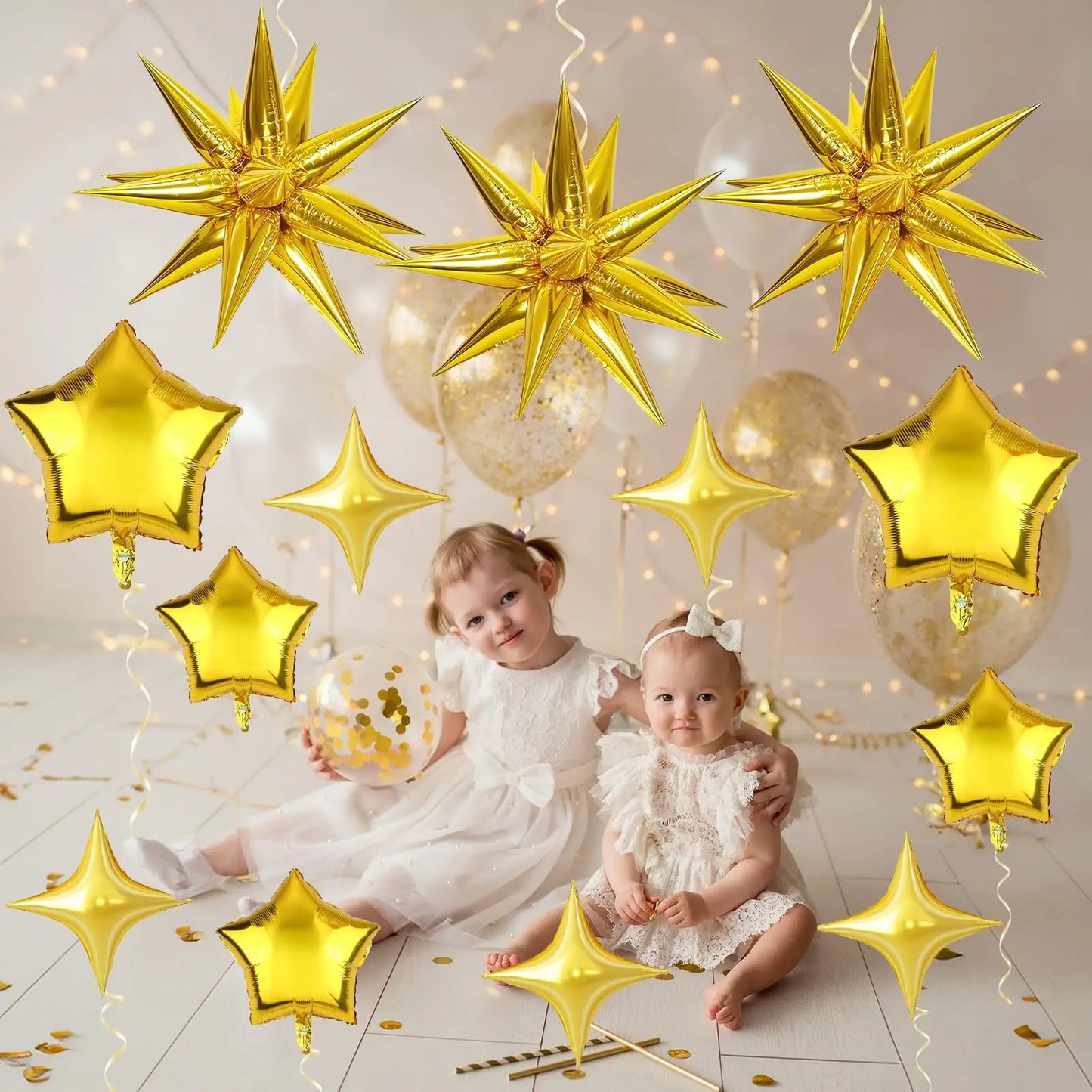 13pcs 22 inch Metallic Gold Explosion Star Aluminum Film Balloons Anniversary Wedding Birthday Party Decoration Balloons