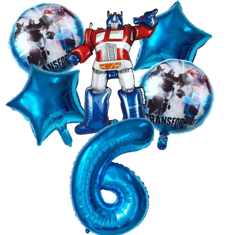 6pcs Transformers Optimus Prime Bumblebee Shaped Theme Aluminum Film Balloon Birthday Set Party Festival Background