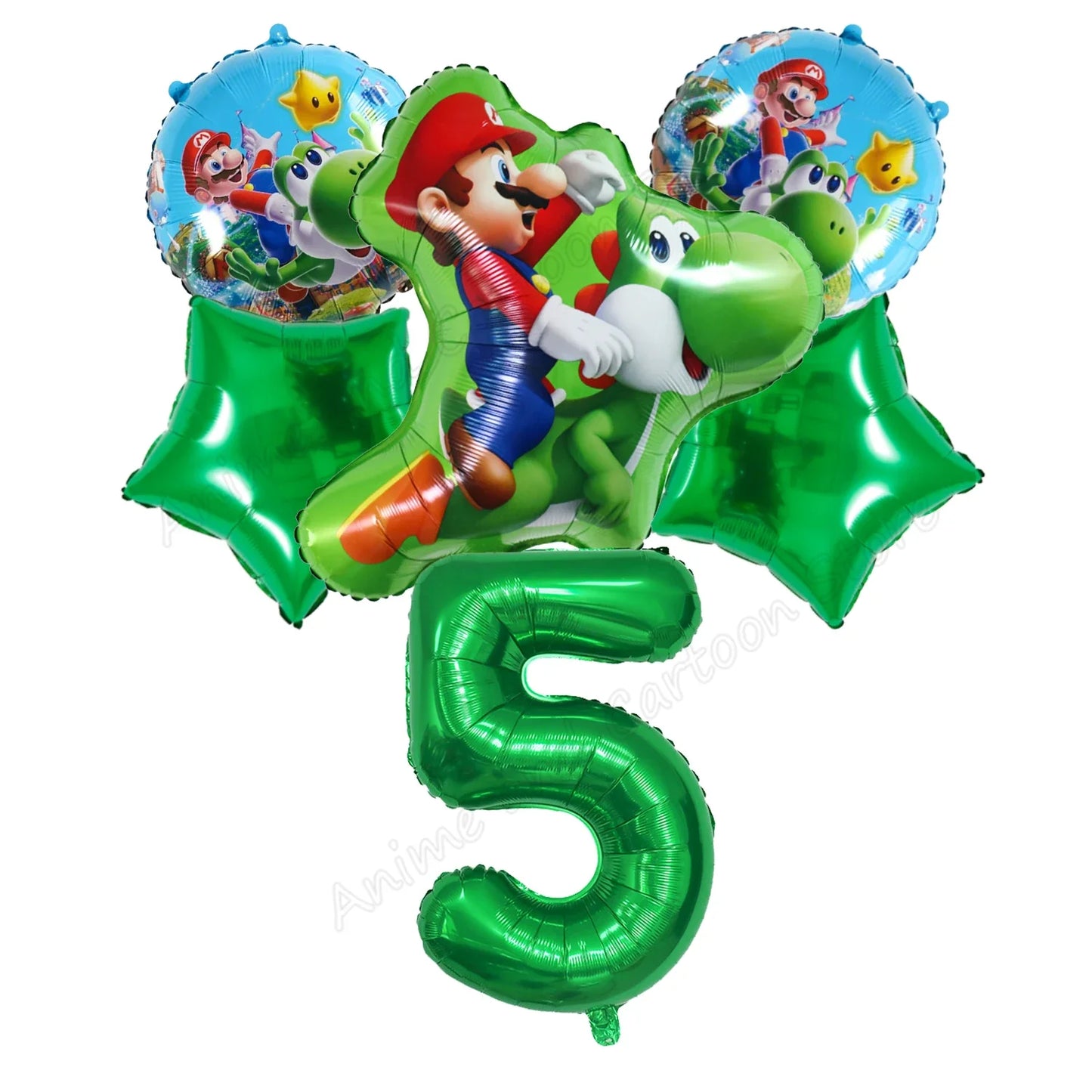 Super Mario Bros Birthday Ballons 6pcs Set Anime Aluminum Foil Balloon Number Balloons Party Decoration Photographic Props Gift
