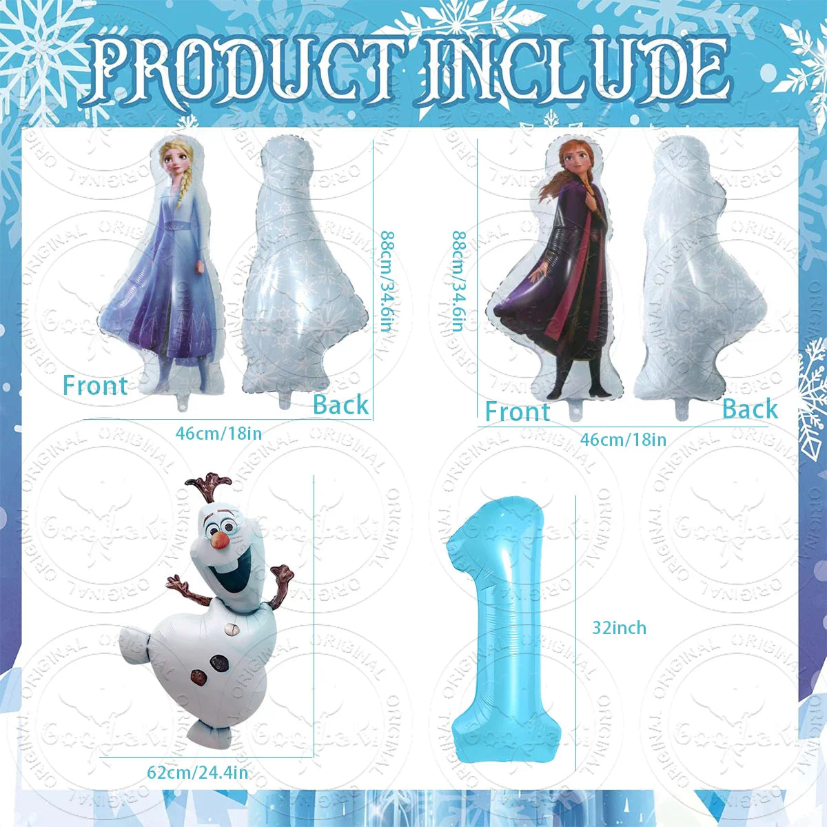 Frozen Queen Theme Foil Balloon Set 32inch Blue Number Foil Balloon Elsa Anna Olaf Balloon Baby Shower Birthday Party Decoration