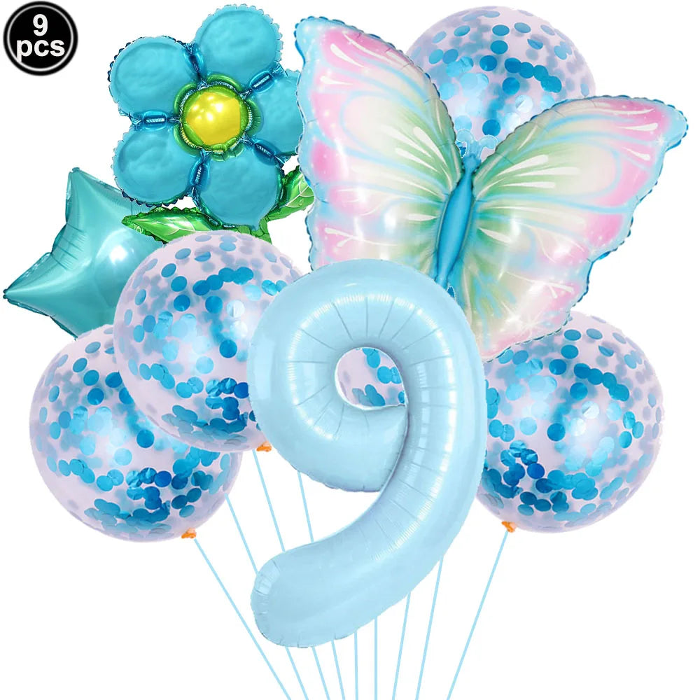 Blue Bow Birthday Party Decor Girl's Bow Birthday Decor Blue Bow Balloons Banner Garland Cake Toppers Bow Themed Party Decor