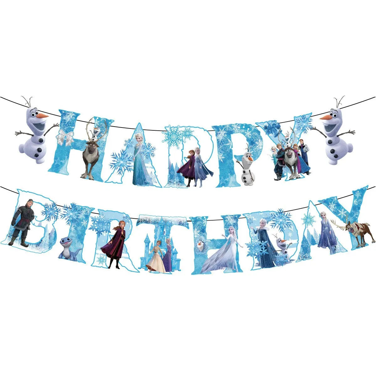 Frozen Theme Party Balloon Set Elsa HAPPY BIRTHDAY Paper Banner DIY Cake Toppers 12inch Latex Balloon Birthday Party Decorations