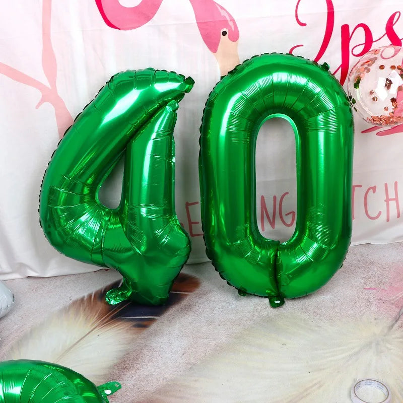 Number 40 Balloon 40 Digit Balloon Forty Blue Figure Green Globe 40th Birthday Big Large Red Rose Golden Black Colorful 32inch