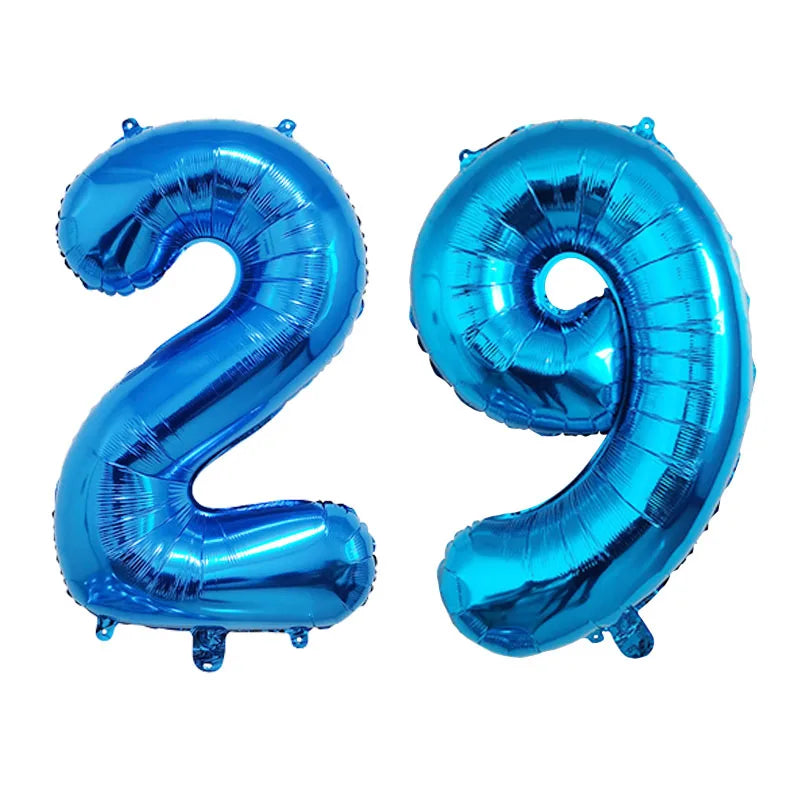 2Pcs 32 Inch Gold Silver Black Blue Pink Helium Foil Number Balloon 28 29 30 31 32 33 Happy Birthday Party Decoration Supplies