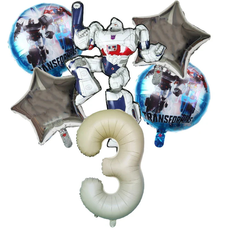 6pcs Transformers Optimus Prime Bumblebee Shaped Theme Aluminum Film Balloon Birthday Set Party Festival Background