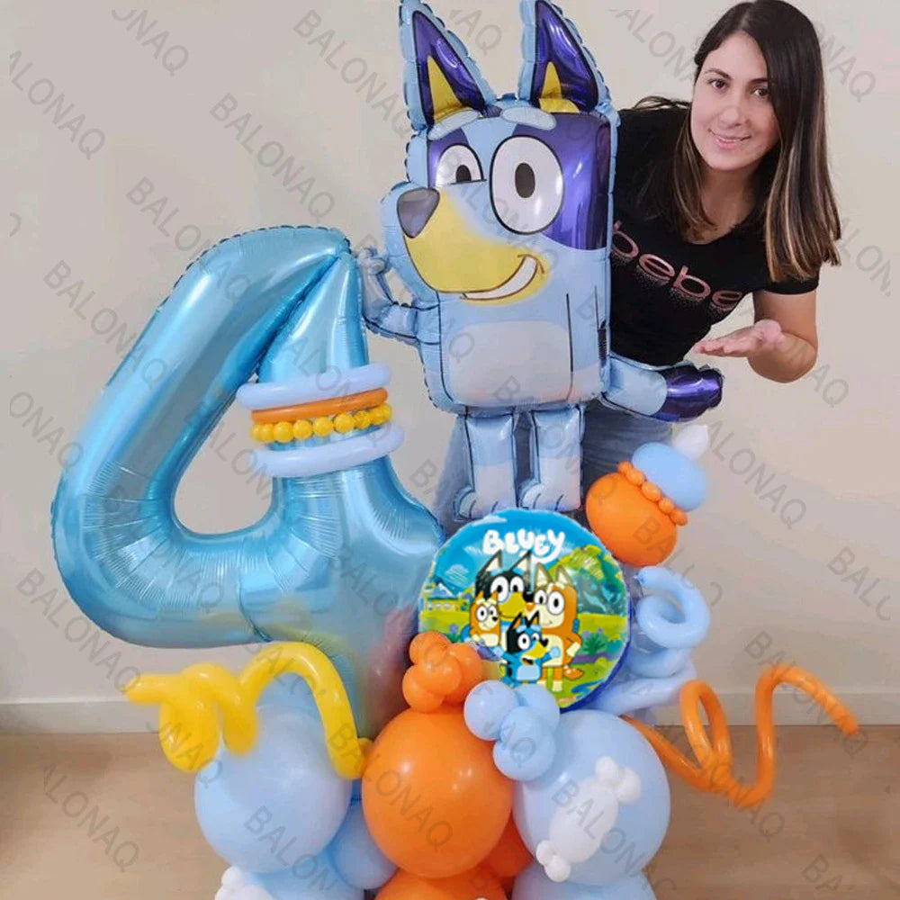 23pcs Bluey Bingo Theme Foil Balloons Set Latex Balloon Kids Birthday Party Decoration Number Balloon Globos