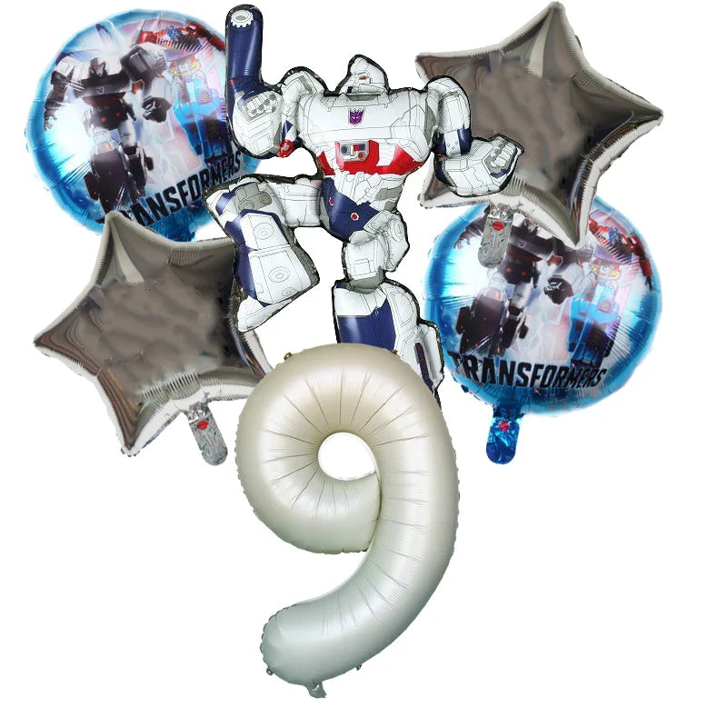 6pcs Transformers Optimus Prime Bumblebee Shaped Theme Aluminum Film Balloon Birthday Set Party Festival Background