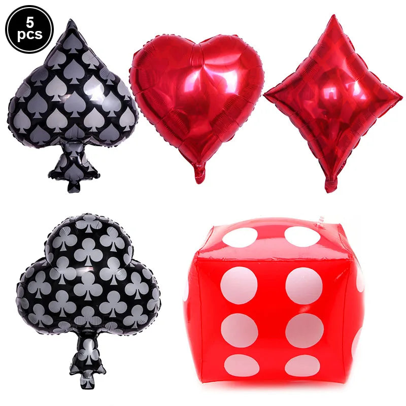 Casino Party Decoration Poker Honeycomb Ball Poker Card Garlands Balloons Casino Las Vegas Themed Adult Birthday Party Supplies