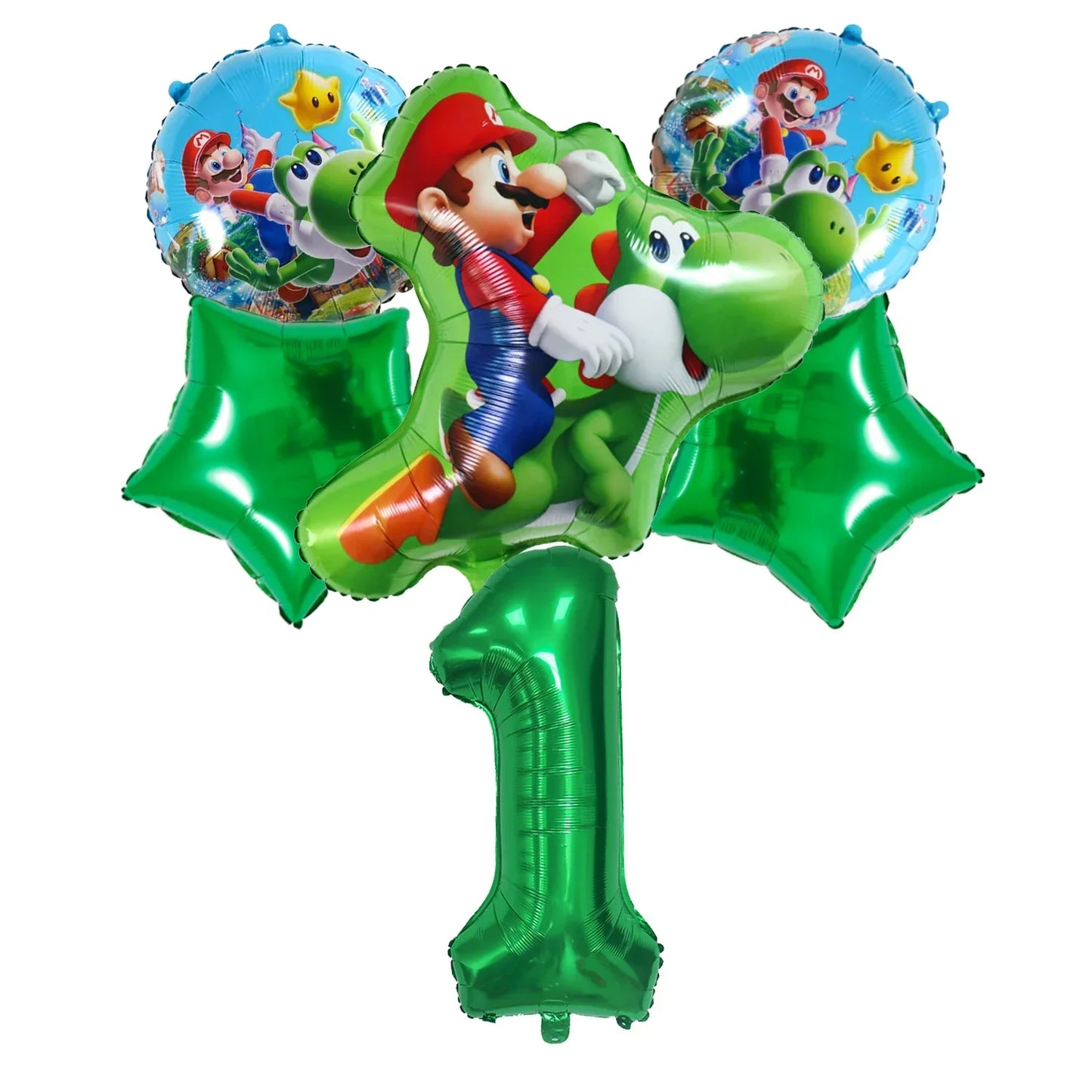 Super Mario Bros Birthday Ballons 6pcs Set Anime Aluminum Foil Balloon Number Balloons Party Decoration Photographic Props Gift