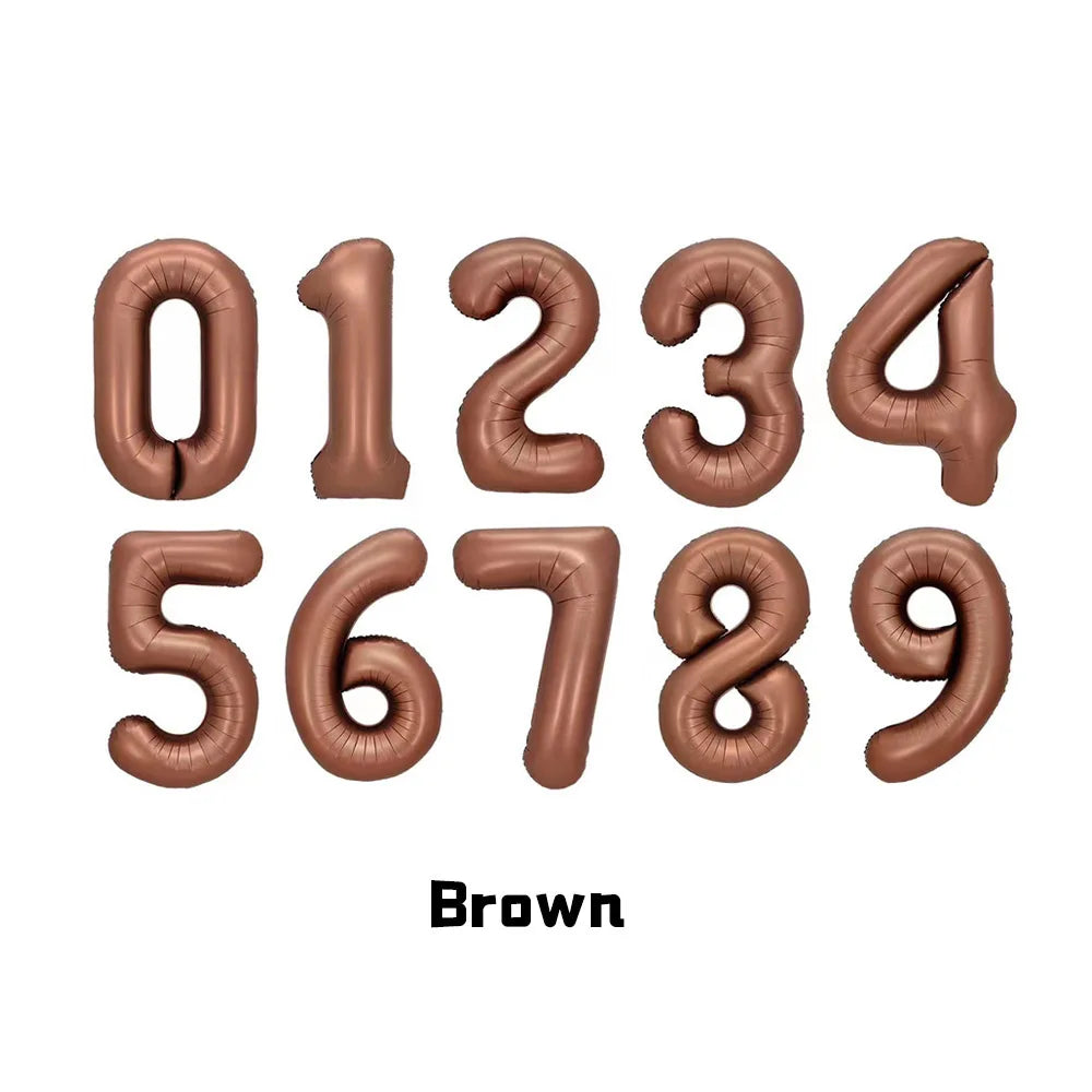 1Pcs Cream Number Birthday Balloons 32/40inch White Brown Caramel Beige Large Number Foil Balloon for Birthday Anniversary Decor