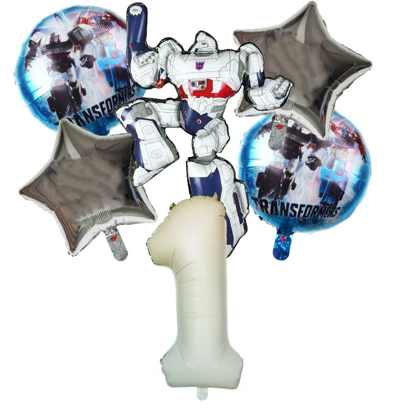6pcs Transformers Optimus Prime Bumblebee Shaped Theme Aluminum Film Balloon Birthday Set Party Festival Background