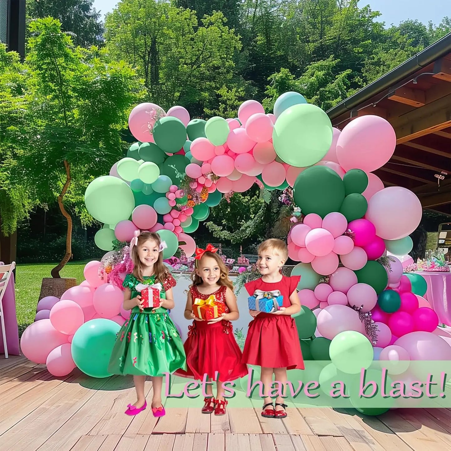 107Pcs Hot Pink Green Balloons Garland Arch Kit Macaroon Pink Green Balloons for Baby Shower Wedding Bridal Shower Party Decor