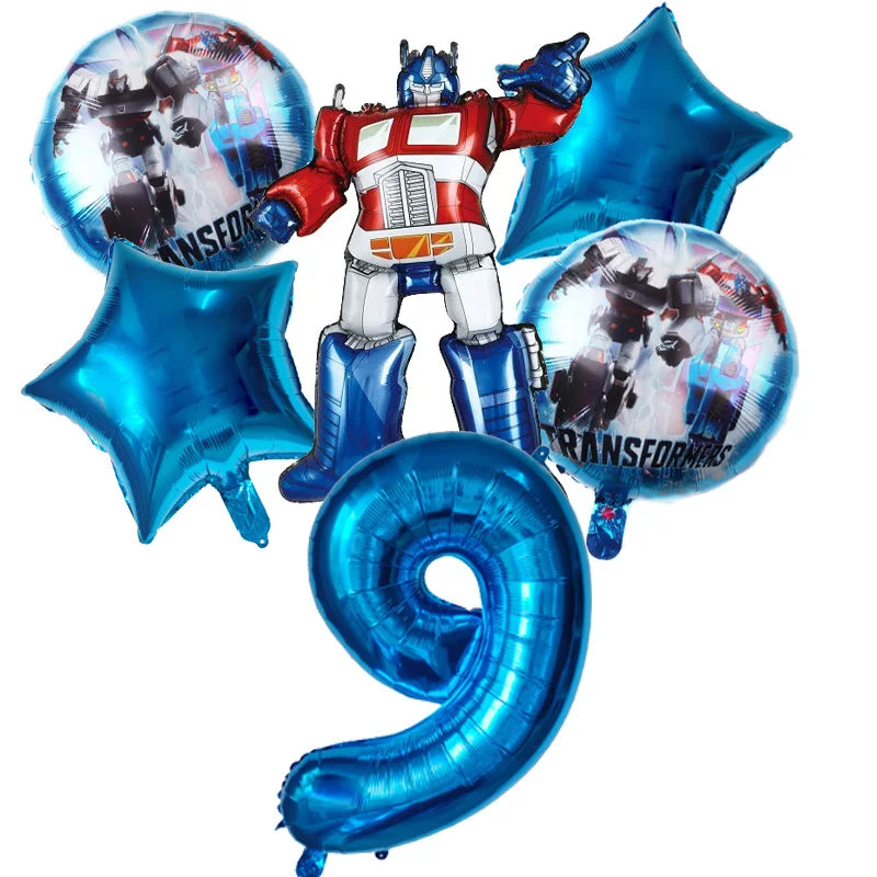 6pcs Transformers Optimus Prime Bumblebee Shaped Theme Aluminum Film Balloon Birthday Set Party Festival Background
