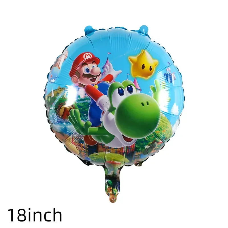 Super Mario Bros Birthday Ballons 6pcs Set Anime Aluminum Foil Balloon Number Balloons Party Decoration Photographic Props Gift