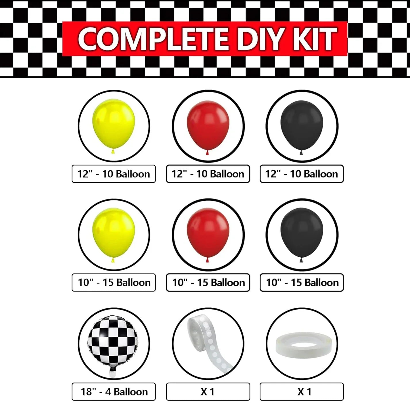 Race Car Balloon Garland Arch Kit  - Cars Wheels Balloons for Two Fast Racing Cars Birthday Party Decorations Supplies