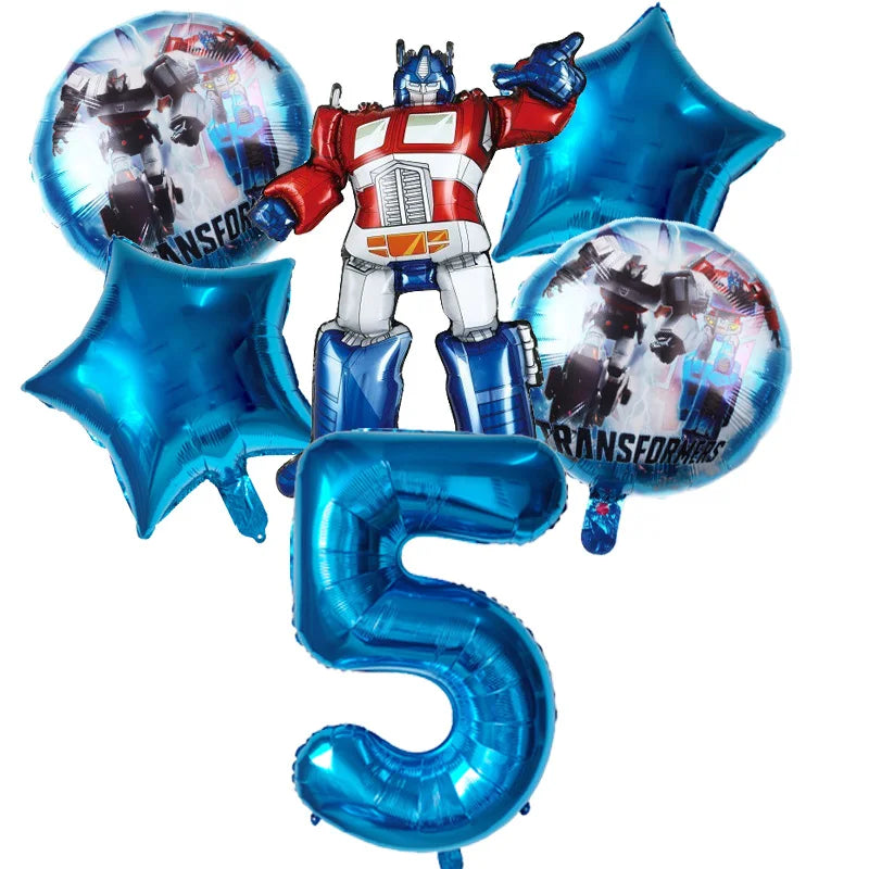 6pcs Transformers Optimus Prime Bumblebee Shaped Theme Aluminum Film Balloon Birthday Set Party Festival Background
