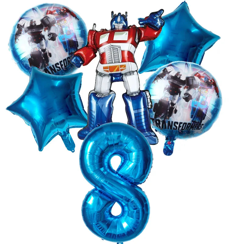 6pcs Transformers Optimus Prime Bumblebee Shaped Theme Aluminum Film Balloon Birthday Set Party Festival Background