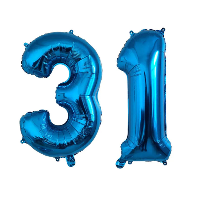 2Pcs 32 Inch Gold Silver Black Blue Pink Helium Foil Number Balloon 28 29 30 31 32 33 Happy Birthday Party Decoration Supplies