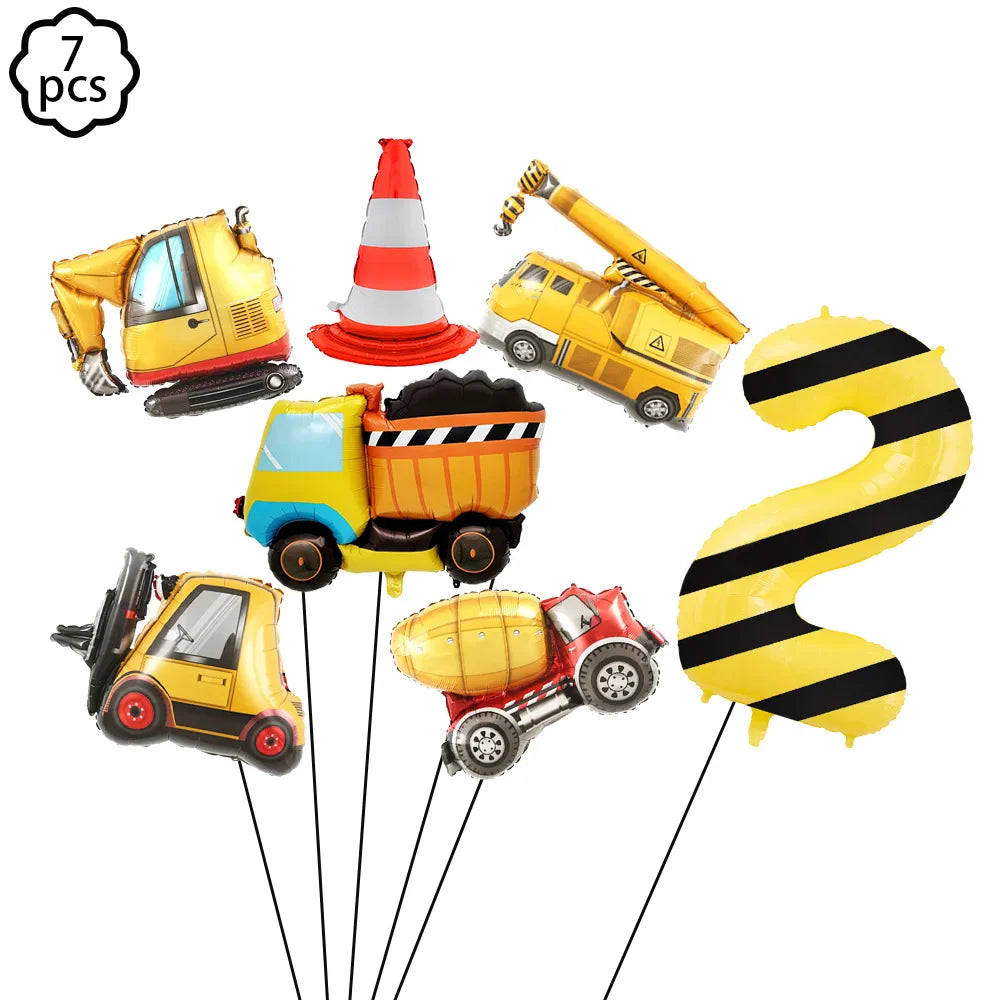 Construction Birthday Banner garland Construction Vehicles Truck Balloon Boys Birthday Party Decor Construction Party Decoration