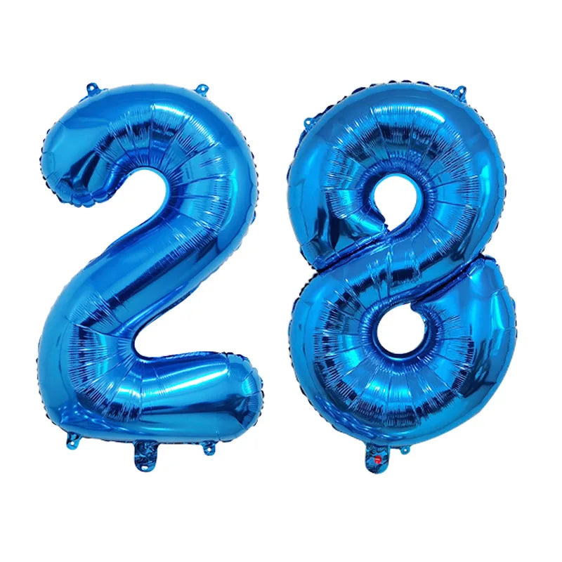2Pcs 32 Inch Gold Silver Black Blue Pink Helium Foil Number Balloon 28 29 30 31 32 33 Happy Birthday Party Decoration Supplies