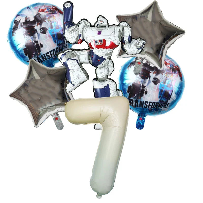 6pcs Transformers Optimus Prime Bumblebee Shaped Theme Aluminum Film Balloon Birthday Set Party Festival Background