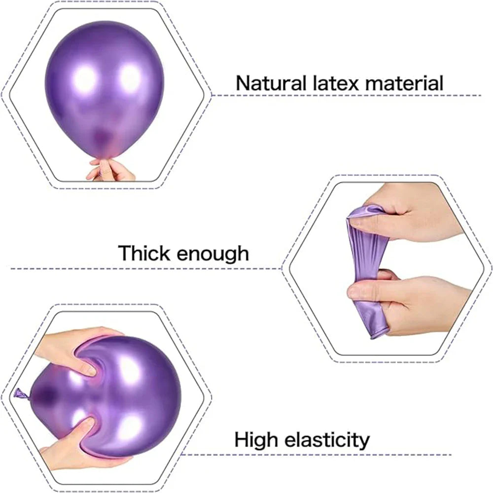 60Pcs Black Balloons Garland Metallic Gold Purple Balloons Arch Kit Kids Birthday Party Baby Shower Graduation Decoration Globos
