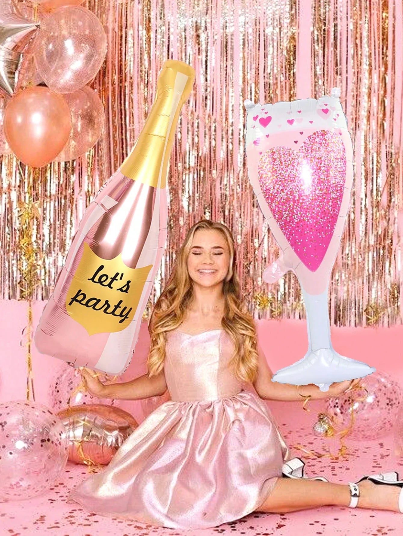 45pcs/set 16-inch pink "Happy Birthday" letter foil balloon set, birthday party decorations, wedding decorations.