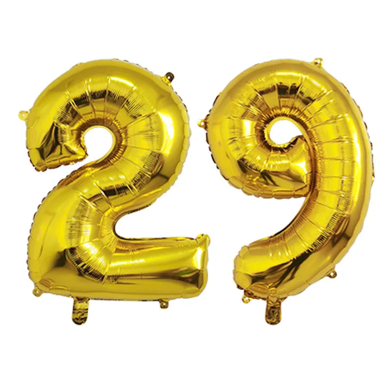 2Pcs 32 Inch Gold Silver Black Blue Pink Helium Foil Number Balloon 28 29 30 31 32 33 Happy Birthday Party Decoration Supplies