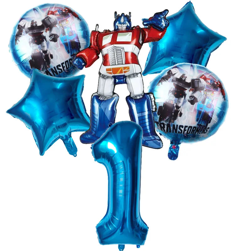 6pcs Transformers Optimus Prime Bumblebee Shaped Theme Aluminum Film Balloon Birthday Set Party Festival Background