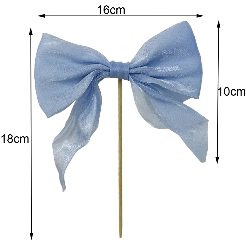 Blue Bow Birthday Party Decor Girl's Bow Birthday Decor Blue Bow Balloons Banner Garland Cake Toppers Bow Themed Party Decor