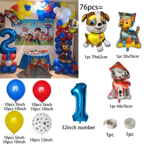 76pcs PAW Patrol Balloons Arch Garland Kit Latex Balloon Number Balls